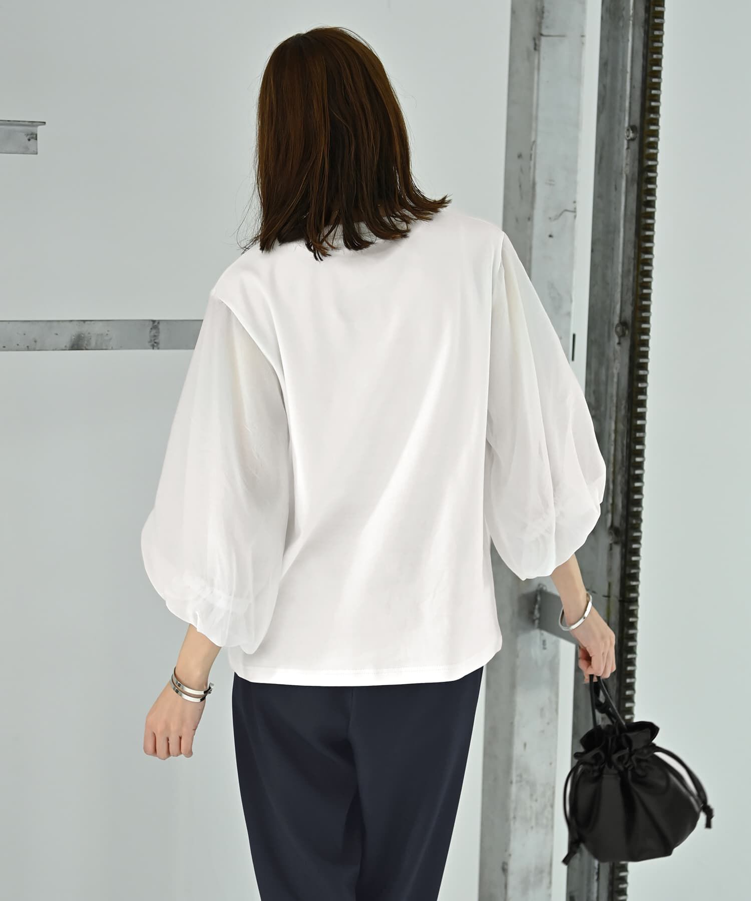 STYLE DELI「【Kana Oyama&times;BLK001】チュール袖トップス／DELI size」|Tシャツ・カットソー|