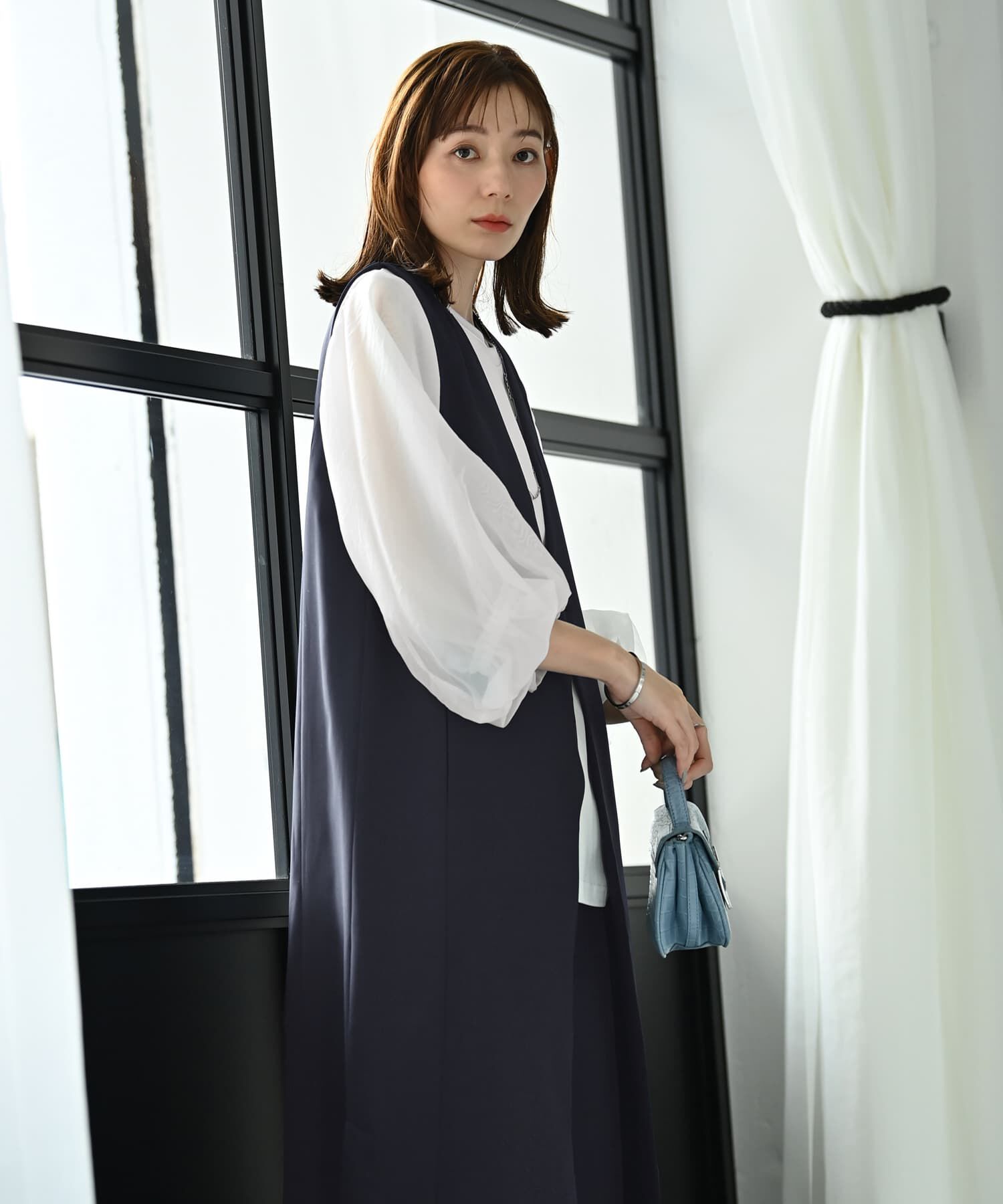 STYLE DELI「【Kana Oyama&times;BLK001】チュール袖トップス／DELI size」|Tシャツ・カットソー|