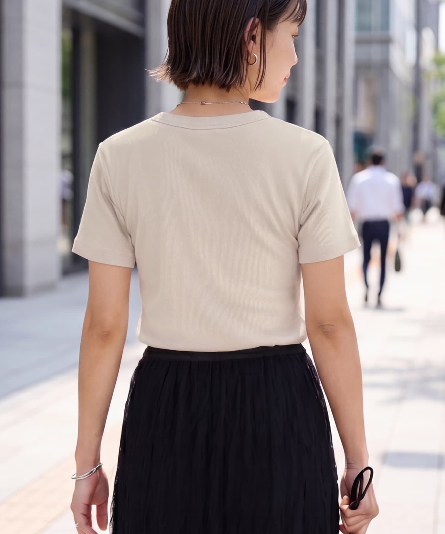 STYLE DELI「【Made in JAPAN】リブ半袖カットソートップス」|Tシャツ・カットソー|