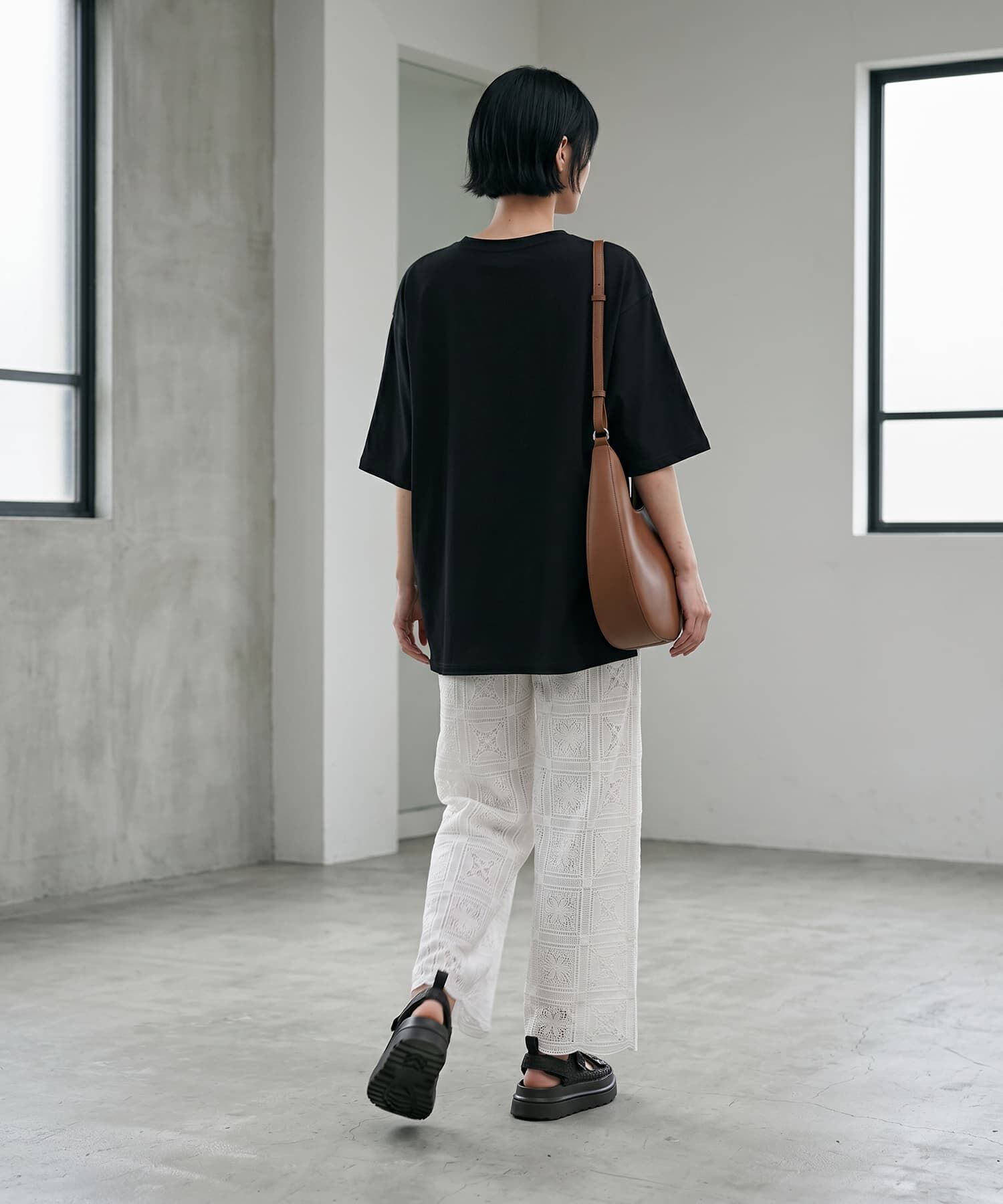 STYLE DELI「【BLK001】ゆったりシルエット五分袖ドルマンTシャツ」|Tシャツ・カットソー|