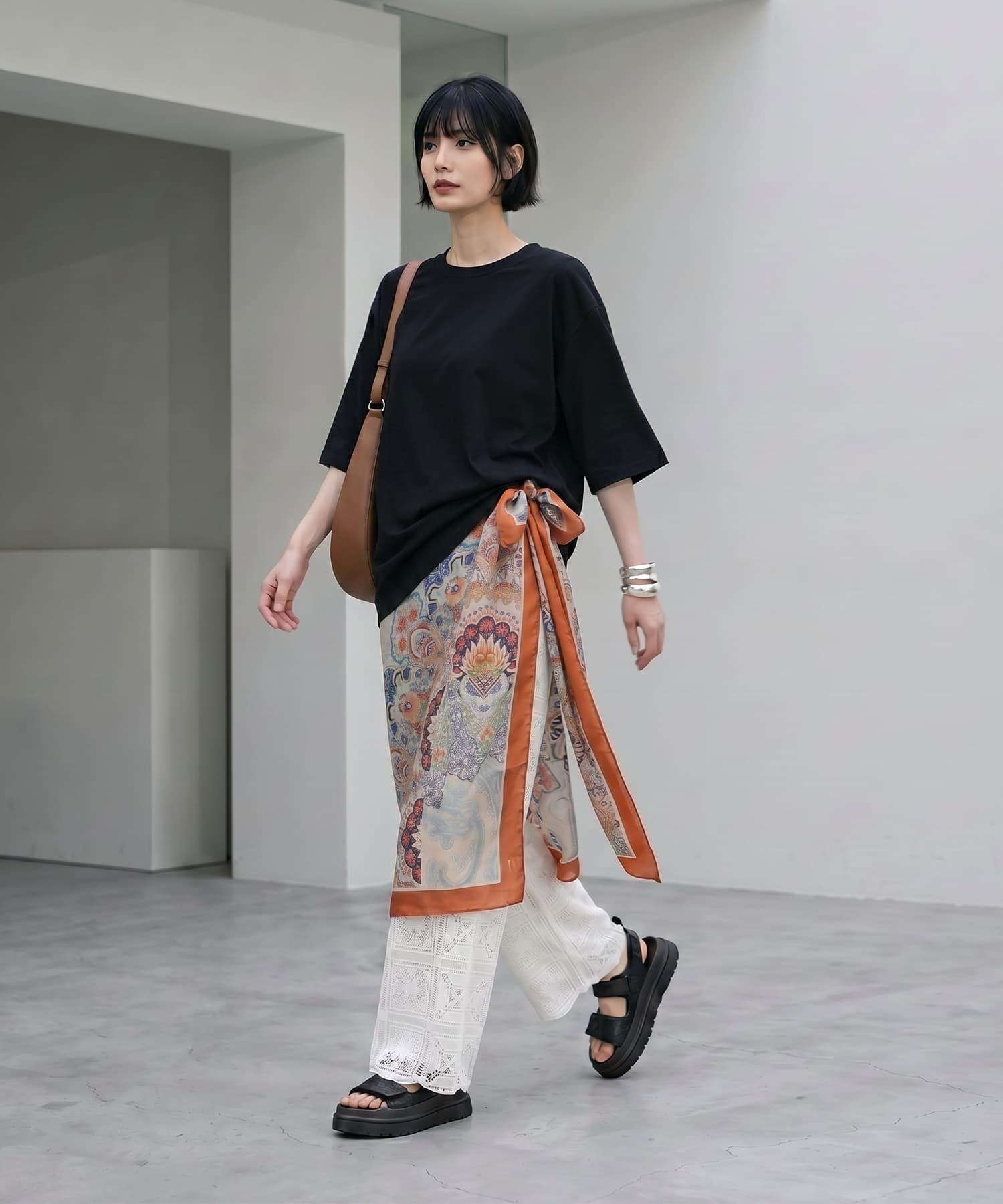 STYLE DELI「【BLK001】ゆったりシルエット五分袖ドルマンTシャツ」|Tシャツ・カットソー|