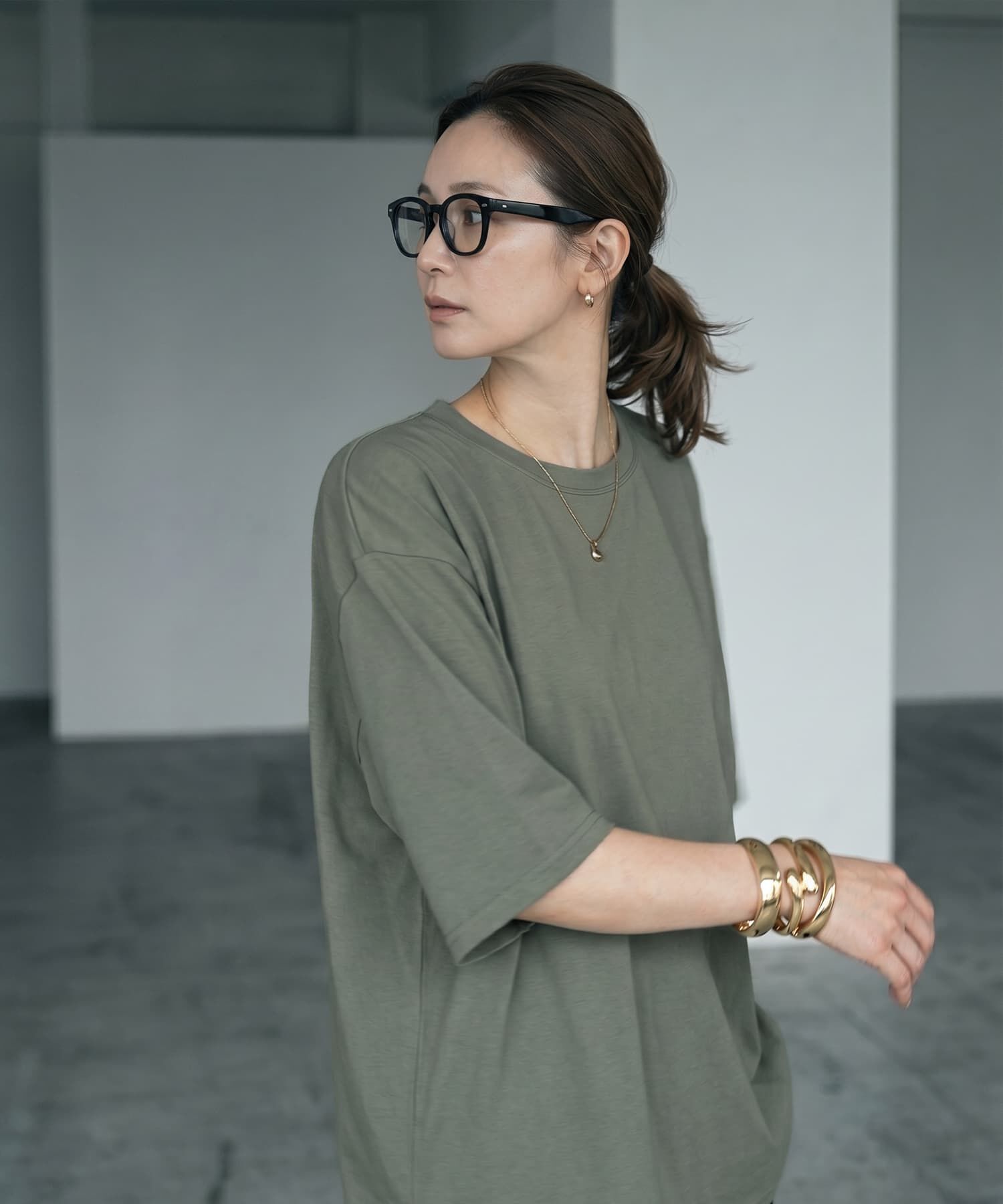 STYLE DELI「【BLK001】ゆったりシルエット五分袖ドルマンTシャツ」|Tシャツ・カットソー|