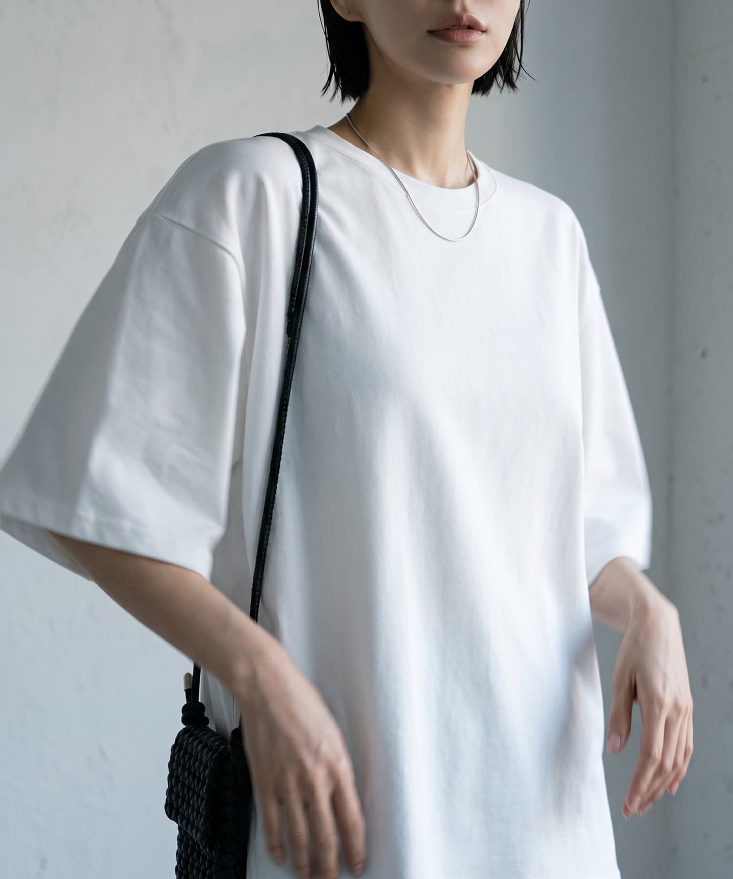 STYLE DELI「【BLK001】ゆったりシルエット五分袖ドルマンTシャツ」|Tシャツ・カットソー|ホワイト