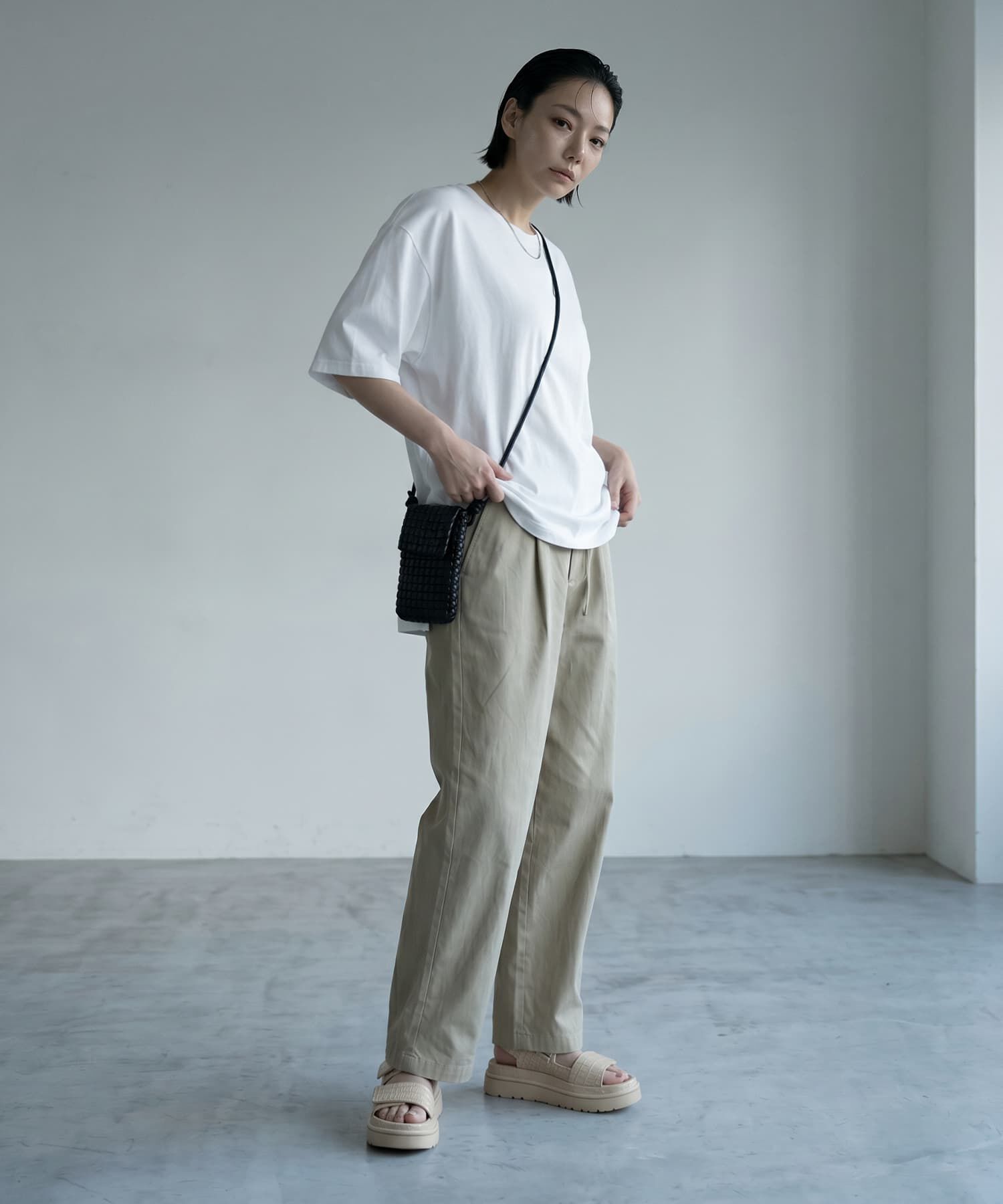 STYLE DELI「【BLK001】ゆったりシルエット五分袖ドルマンTシャツ」|Tシャツ・カットソー|