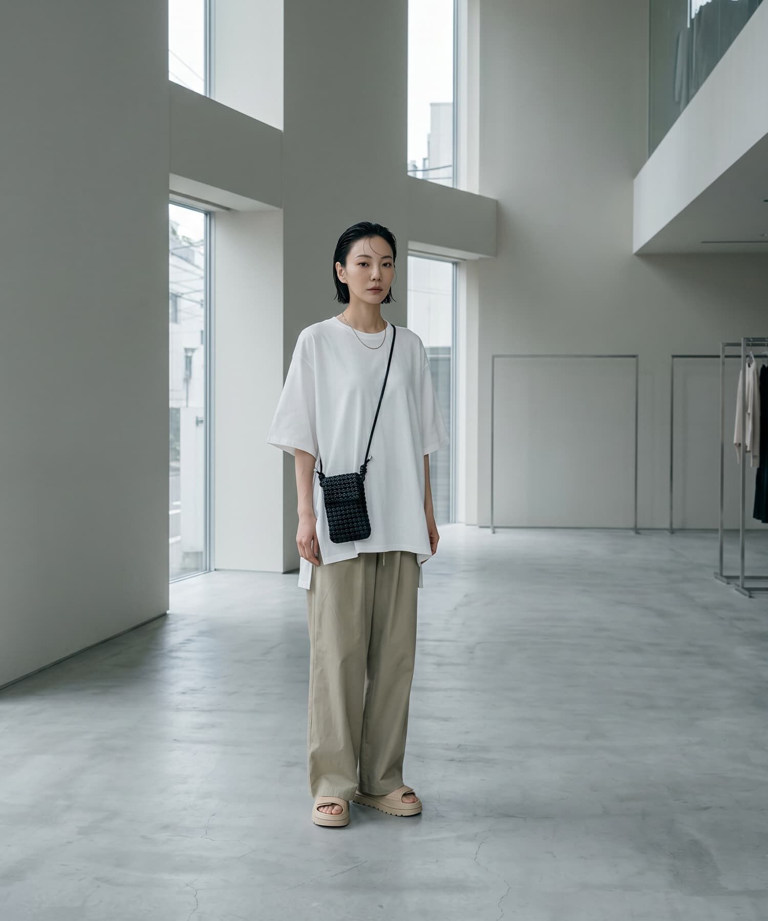 STYLE DELI「【BLK001】ゆったりシルエット五分袖ドルマンTシャツ」|Tシャツ・カットソー|