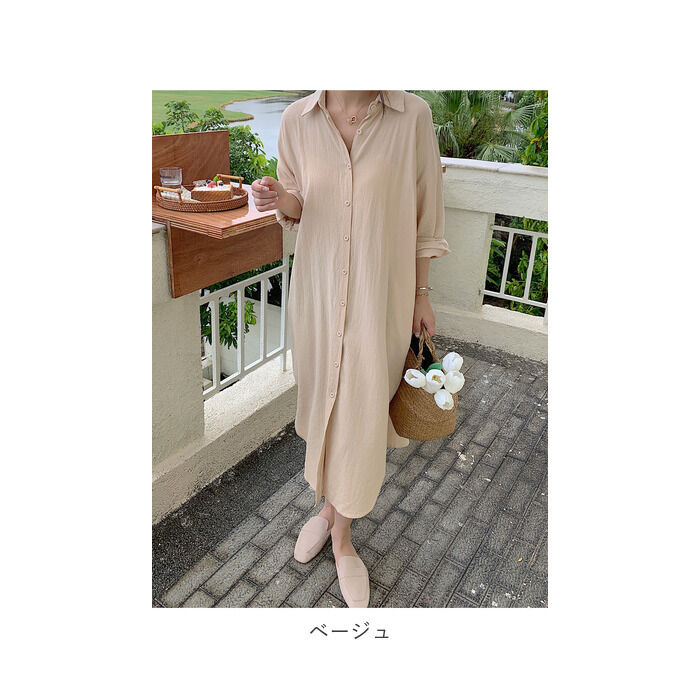 BACKYARD FAMILY「シャツワンピース 長袖 ロング 通販 シャツワンピ ミモレワンピ シャツ ワンピース ロングシャツ」|ワンピース|