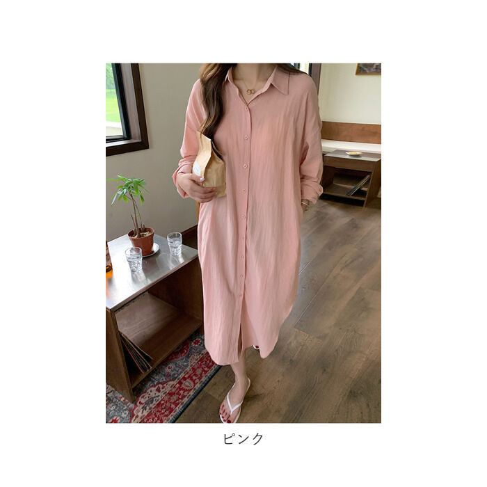 BACKYARD FAMILY「シャツワンピース 長袖 ロング 通販 シャツワンピ ミモレワンピ シャツ ワンピース ロングシャツ」|ワンピース|