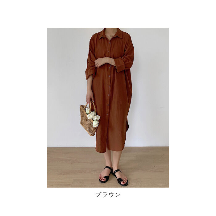 BACKYARD FAMILY「シャツワンピース 長袖 ロング 通販 シャツワンピ ミモレワンピ シャツ ワンピース ロングシャツ」|ワンピース|