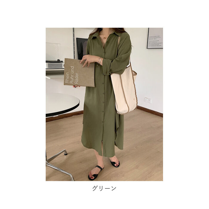 BACKYARD FAMILY「シャツワンピース 長袖 ロング 通販 シャツワンピ ミモレワンピ シャツ ワンピース ロングシャツ」|ワンピース|