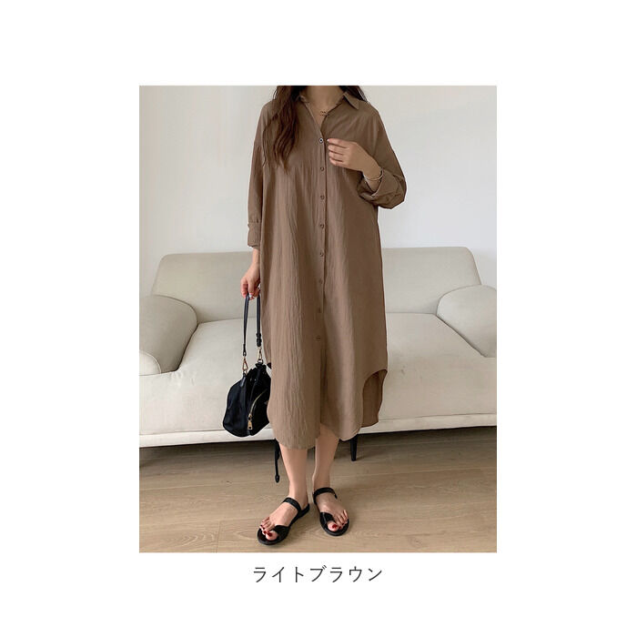 BACKYARD FAMILY「シャツワンピース 長袖 ロング 通販 シャツワンピ ミモレワンピ シャツ ワンピース ロングシャツ」|ワンピース|