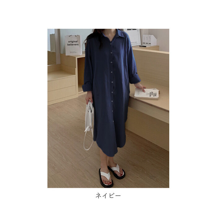 BACKYARD FAMILY「シャツワンピース 長袖 ロング 通販 シャツワンピ ミモレワンピ シャツ ワンピース ロングシャツ」|ワンピース|