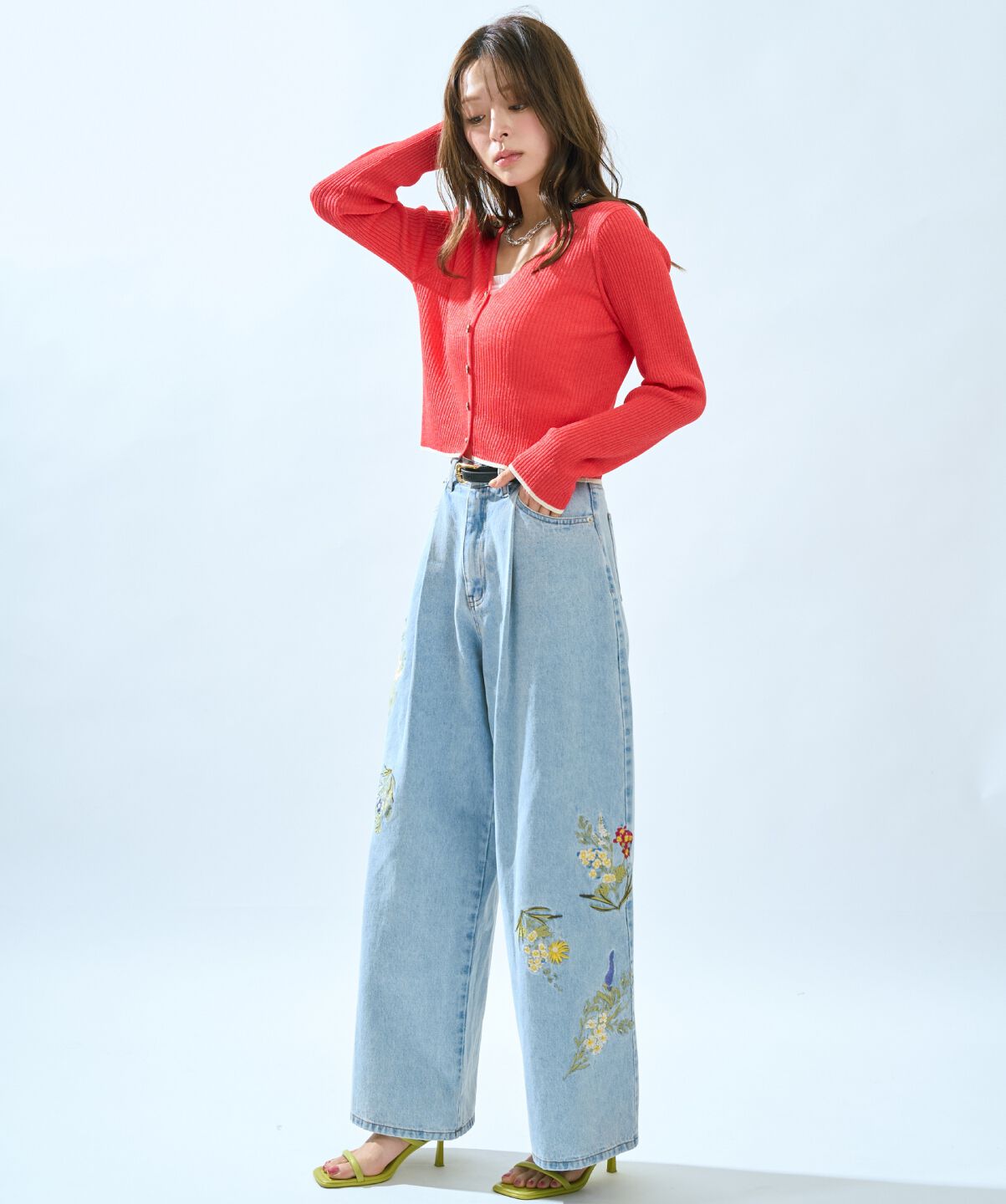 アンドクチュール「刺繍デニムパンツ」|デニム|