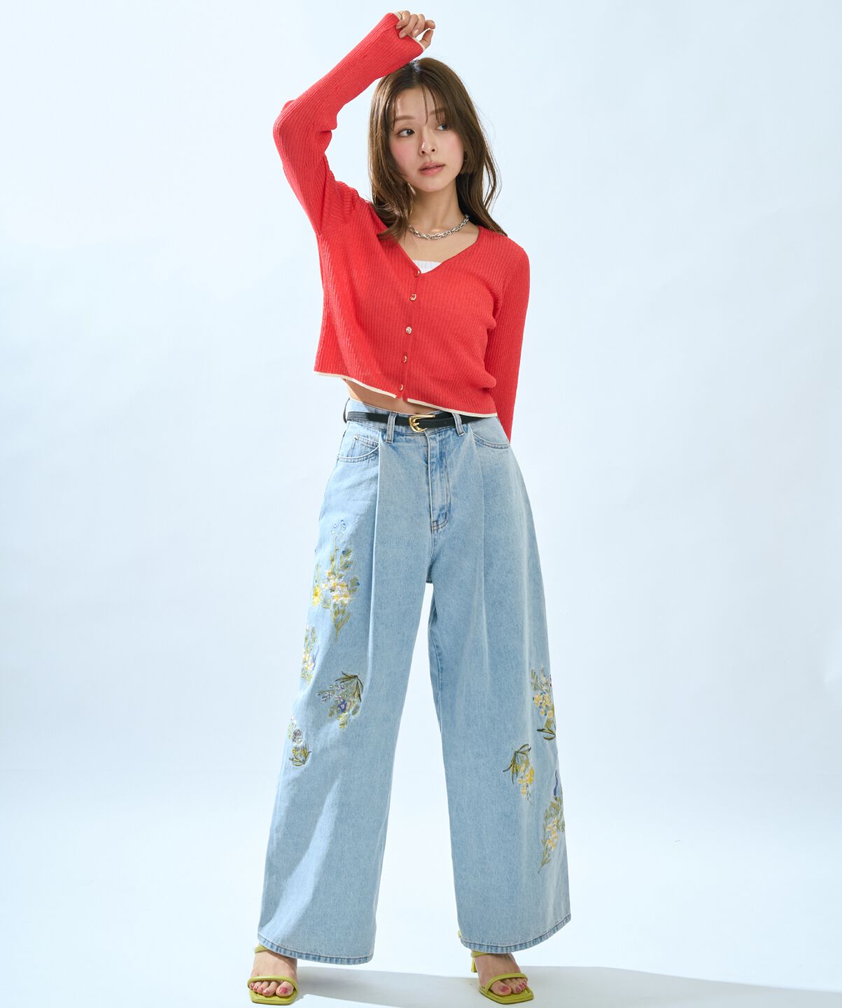 アンドクチュール「刺繍デニムパンツ」|デニム|