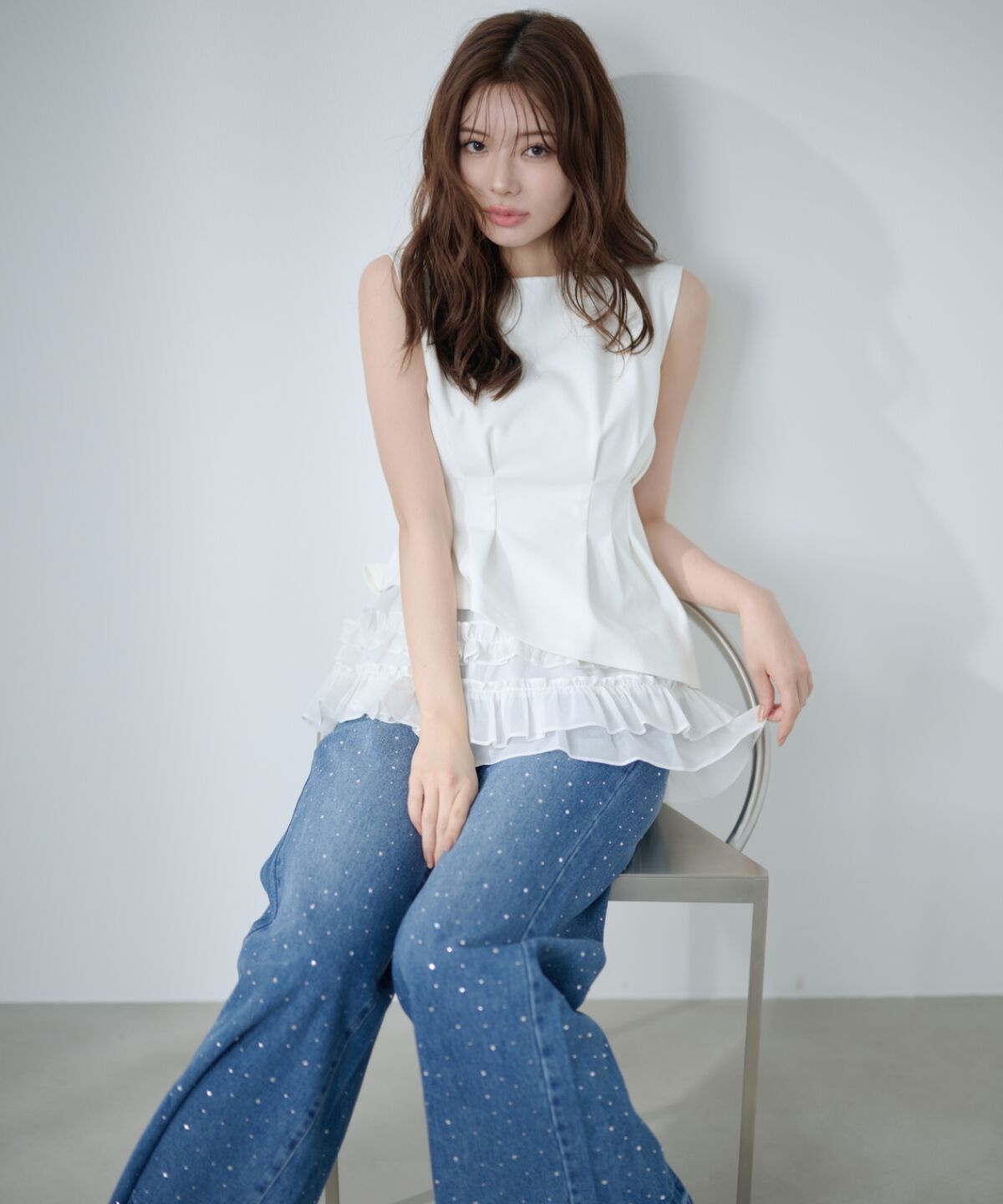 アンドクチュール「フリルペプラムドッキングカットソー」|Tシャツ・カットソー|