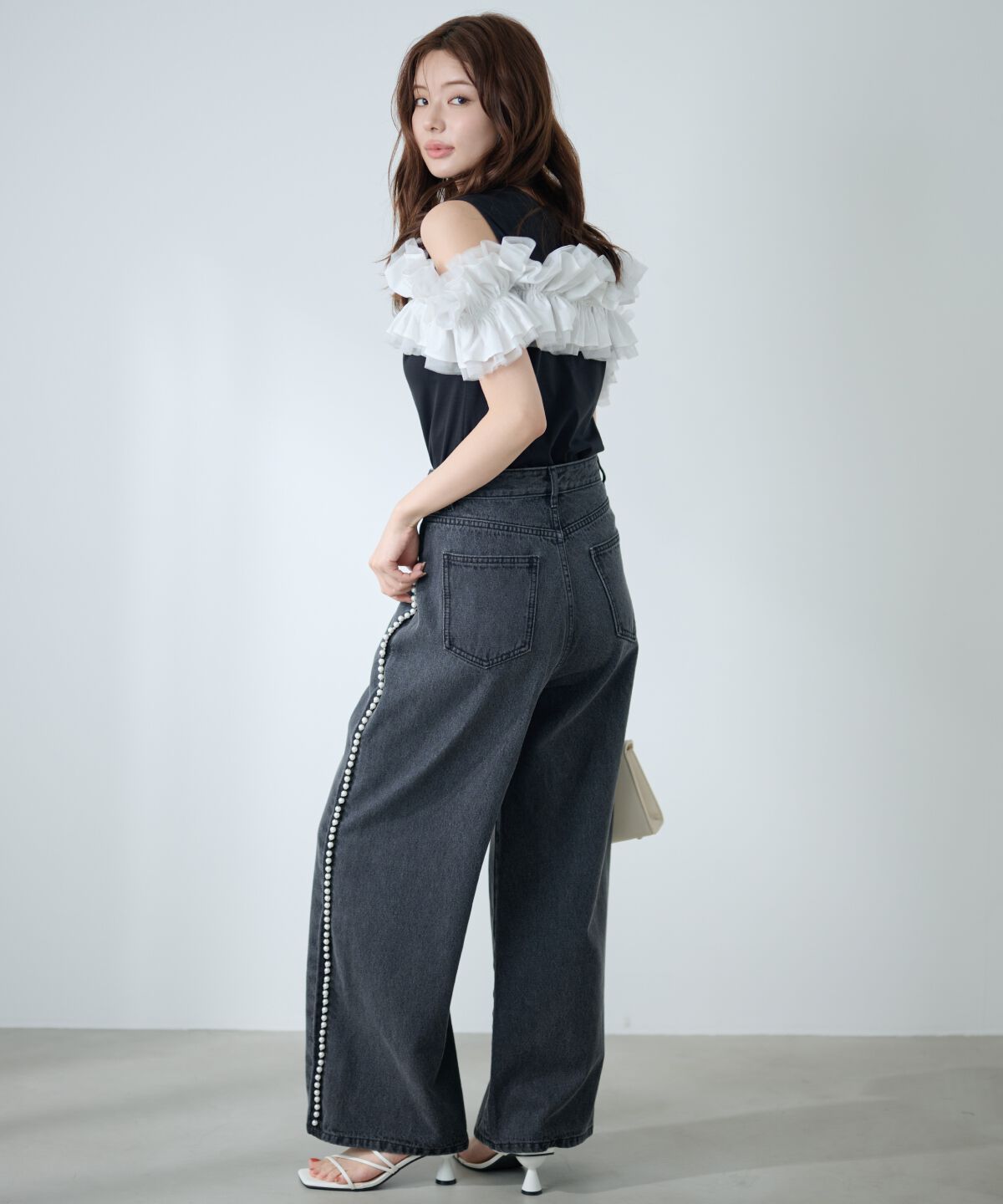 アンドクチュール「フリルギャザードッキングトップス」|Tシャツ・カットソー|