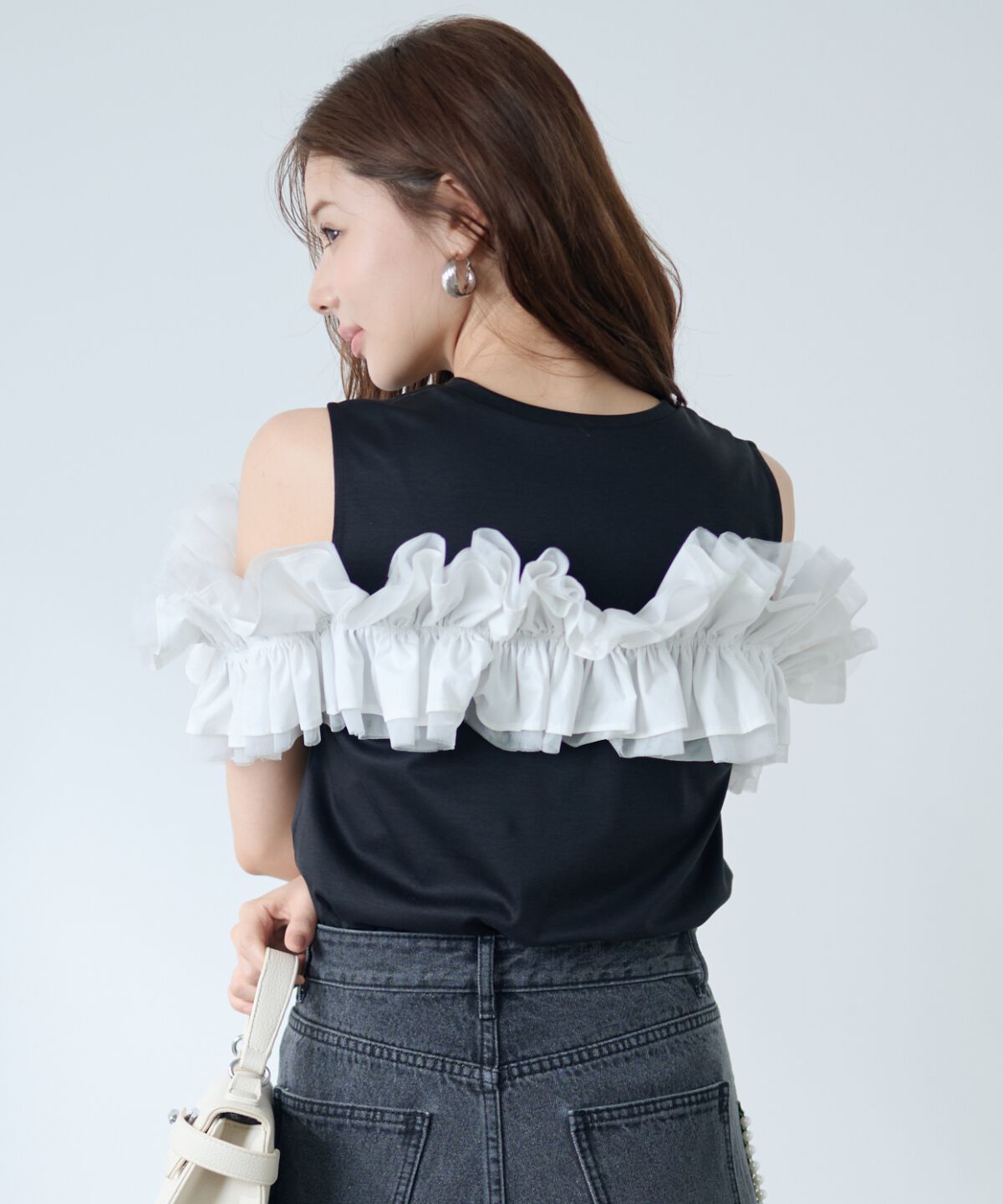 アンドクチュール「フリルギャザードッキングトップス」|Tシャツ・カットソー|