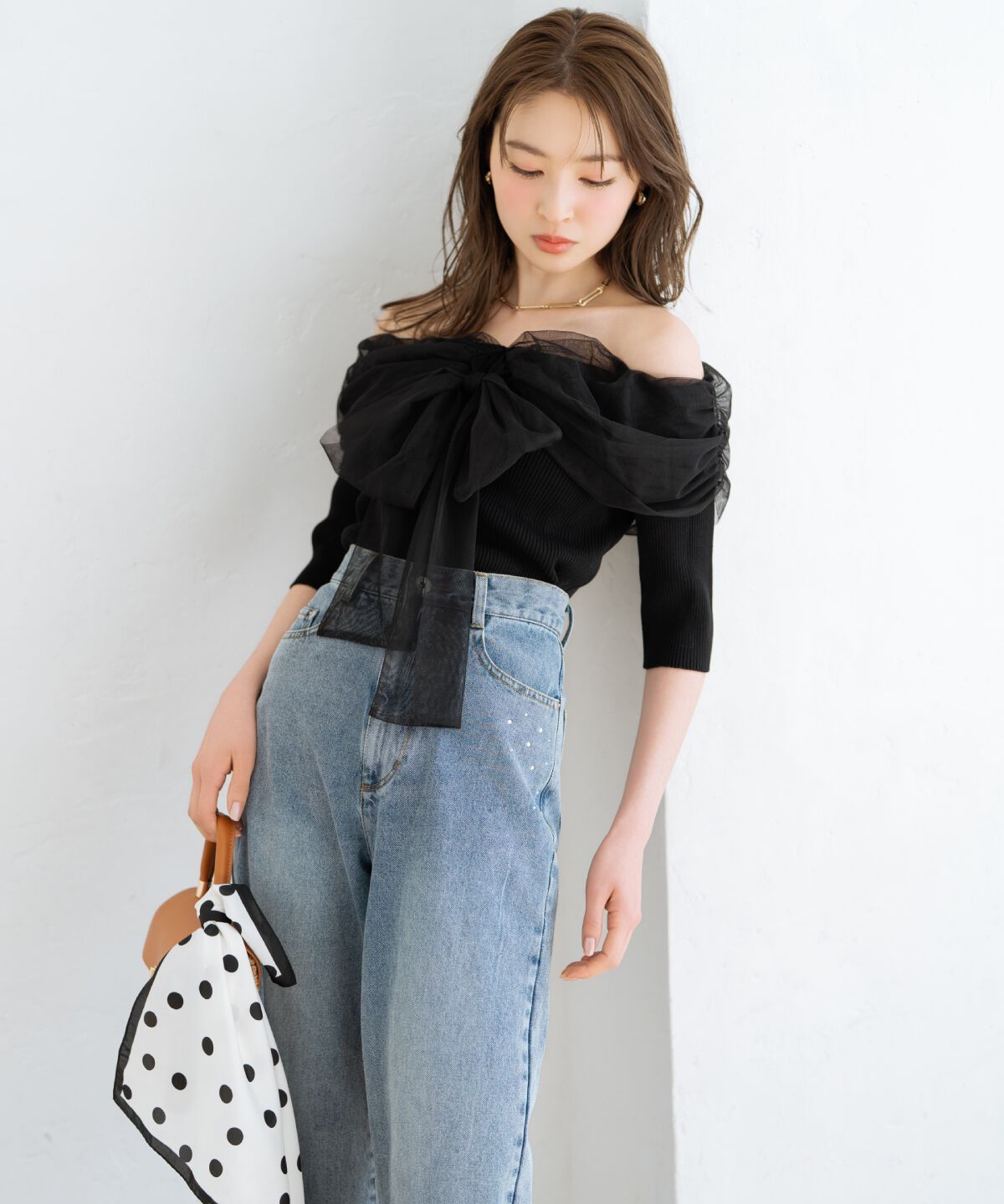 WILLSELECTION「ビジューポケットワイドデニムパンツ」|デニム|