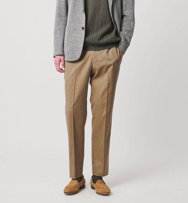 UNITED ARROWS「クールモーション ツイル サイドエクステンド ノープリーツ スラックス COMFORT EASY‐MODEL 接触冷感 吸水」|スラックス|BEIGE