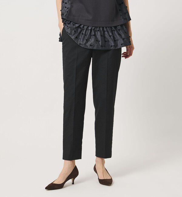 UNITED ARROWS「シャイニー スリム パンツ ‐ストレッチ ウォッシャブル‐」|スラックス|BLACK