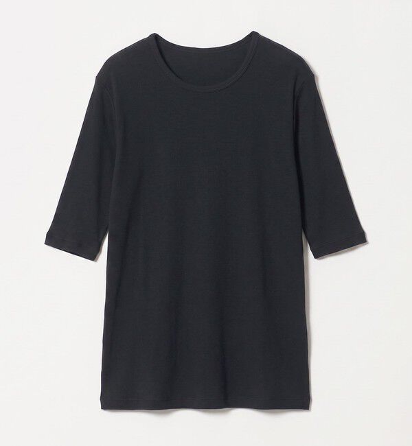 UNITED ARROWS「コットン テレコ 5分袖 カットソー」|Tシャツ・カットソー|BLACK