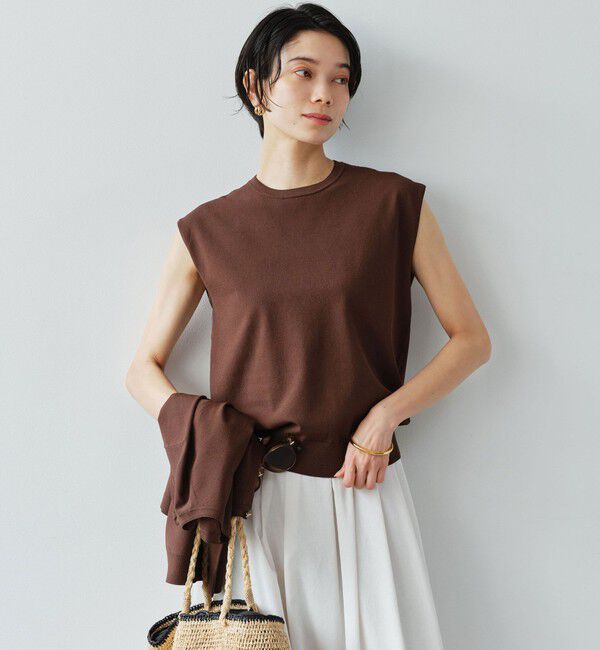 UNITED ARROWS green label relaxing「フレンチスリーブ ニット ウォッシャブル 接触冷感 UVカット」|ニット・セーター|