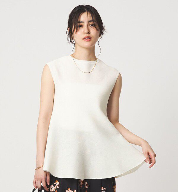 UNITED ARROWS green label relaxing「ブライトシアー ペプラム ノースリーブ ニット」|ニット・セーター|