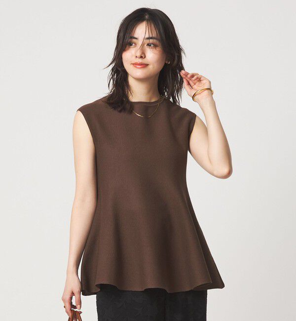 UNITED ARROWS green label relaxing「ブライトシアー ペプラム ノースリーブ ニット」|ニット・セーター|DK.BROWN