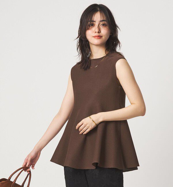 UNITED ARROWS green label relaxing「ブライトシアー ペプラム ノースリーブ ニット」|ニット・セーター|