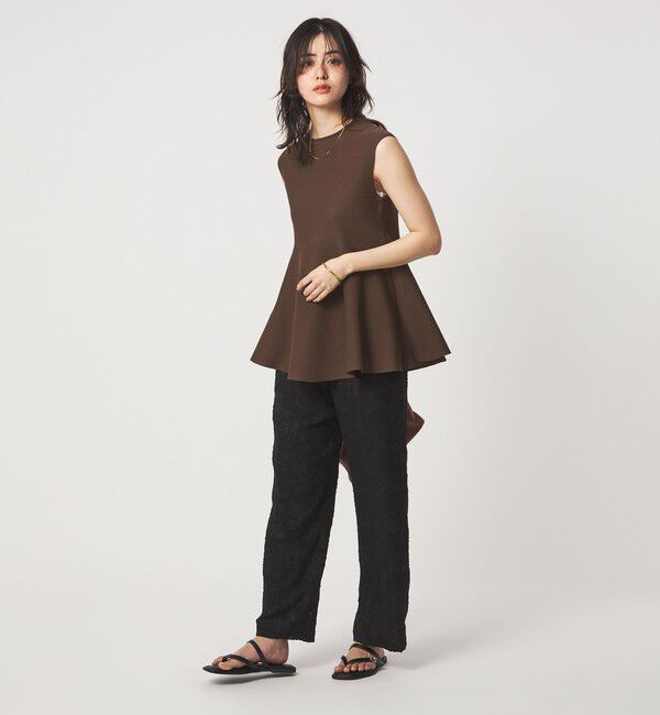 UNITED ARROWS green label relaxing「ブライトシアー ペプラム ノースリーブ ニット」|ニット・セーター|