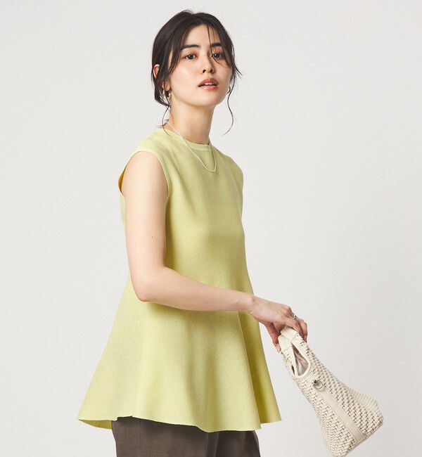 UNITED ARROWS green label relaxing「ブライトシアー ペプラム ノースリーブ ニット」|ニット・セーター|YELLOW