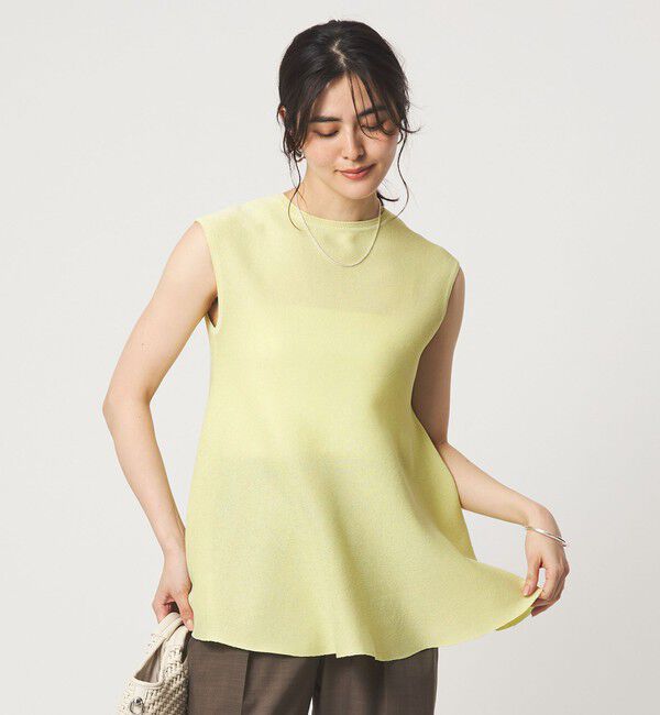 UNITED ARROWS green label relaxing「ブライトシアー ペプラム ノースリーブ ニット」|ニット・セーター|