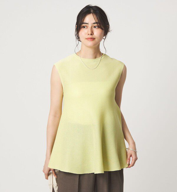 UNITED ARROWS green label relaxing「ブライトシアー ペプラム ノースリーブ ニット」|ニット・セーター|