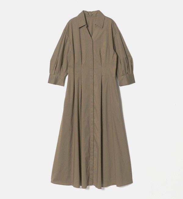 UNITED ARROWS green label relaxing「［size SHORTあり］シャツ襟 フィット＆フレア タック 5分袖 ワンピース」|ワンピース|