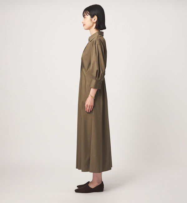 UNITED ARROWS green label relaxing「［size SHORTあり］シャツ襟 フィット＆フレア タック 5分袖 ワンピース」|ワンピース|