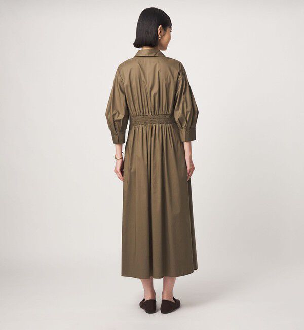 UNITED ARROWS green label relaxing「［size SHORTあり］シャツ襟 フィット＆フレア タック 5分袖 ワンピース」|ワンピース|