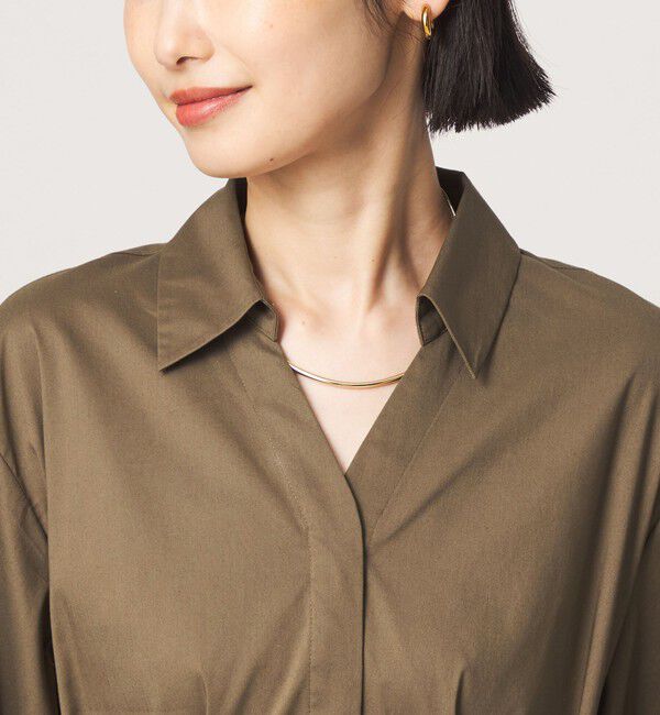 UNITED ARROWS green label relaxing「［size SHORTあり］シャツ襟 フィット＆フレア タック 5分袖 ワンピース」|ワンピース|