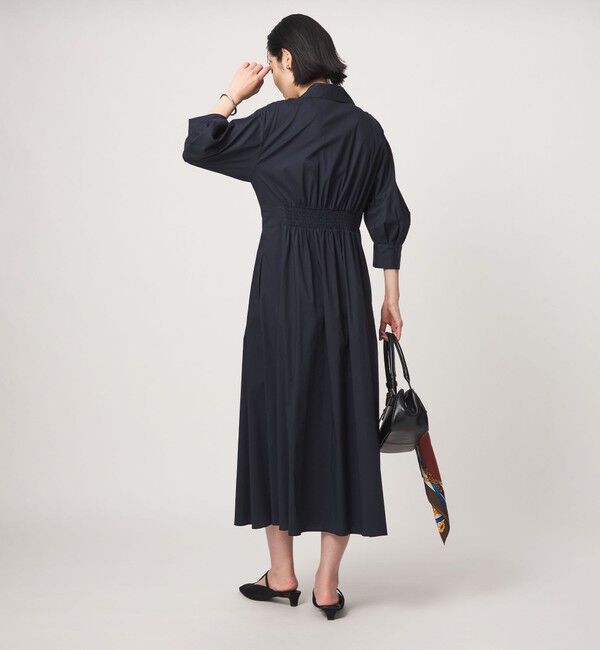 UNITED ARROWS green label relaxing「［size SHORTあり］シャツ襟 フィット＆フレア タック 5分袖 ワンピース」|ワンピース|