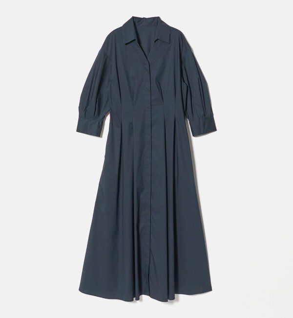 UNITED ARROWS green label relaxing「［size SHORTあり］シャツ襟 フィット＆フレア タック 5分袖 ワンピース」|ワンピース|