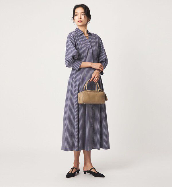 UNITED ARROWS green label relaxing「［size SHORTあり］シャツ襟 フィット＆フレア タック 5分袖 ワンピース」|ワンピース|