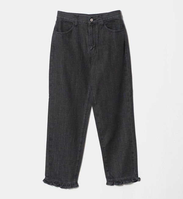 BEAUTY&YOUTH UNITED ARROWS「フリル テーパード デニムパンツ」|デニム|BLACK