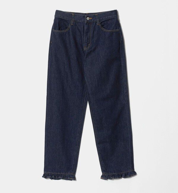 BEAUTY&YOUTH UNITED ARROWS「フリル テーパード デニムパンツ」|デニム|NAVY