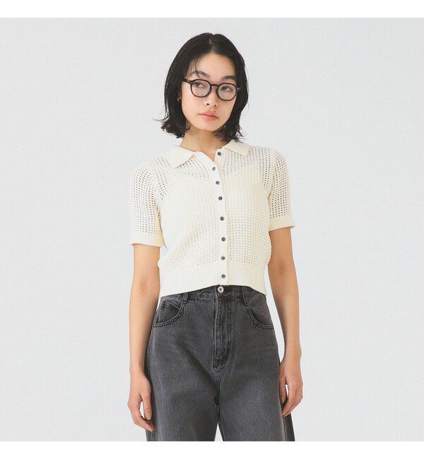 Ray BEAMS 「メッシュ ニットポロ カーディガン」|ニット・セーター|OFF WHITE