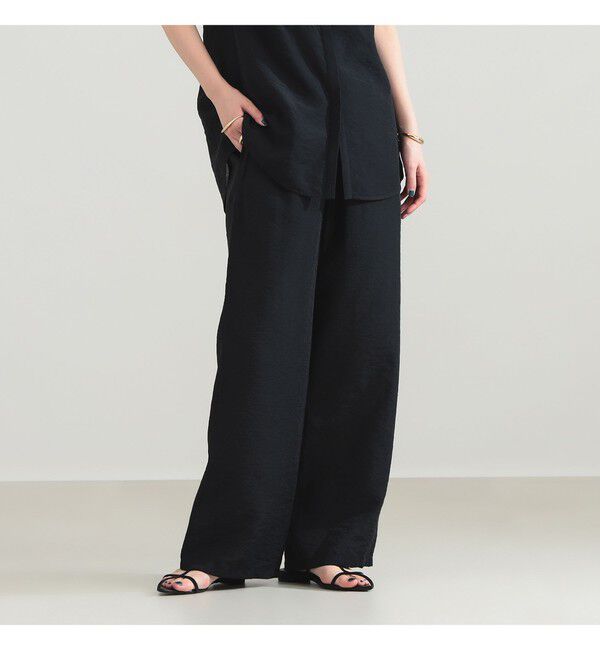Demi-Luxe BEAMS 「レーヨンリネン ドロスト イージーパンツ」|チノ|BLACK
