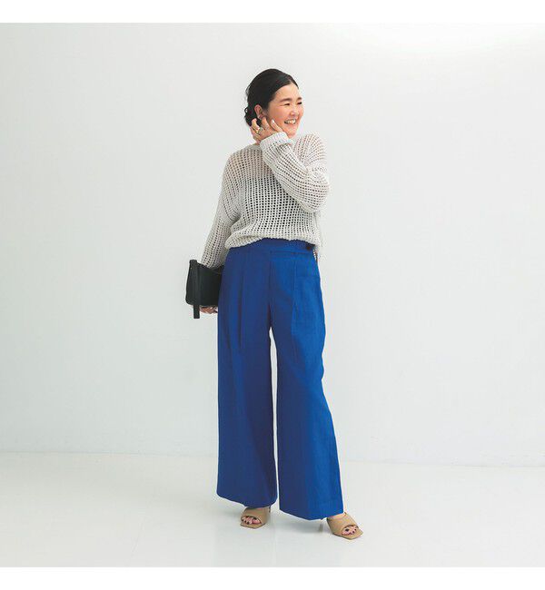 Demi-Luxe BEAMS 「シンプル リネン ワイドパンツ .M」|チノ|