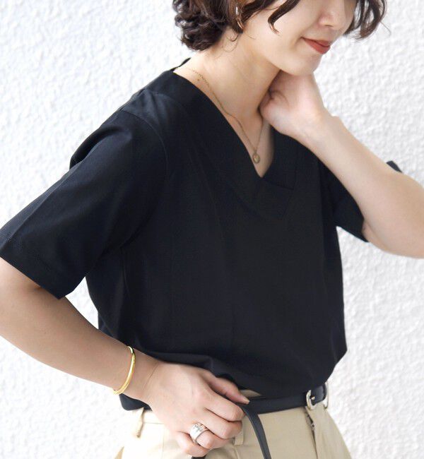 SHIPS for women「【WEB限定】〈ネックが選べる2サイズ展開〉オーガニックコットン バリエーションネック TEE」|Tシャツ・カットソー|