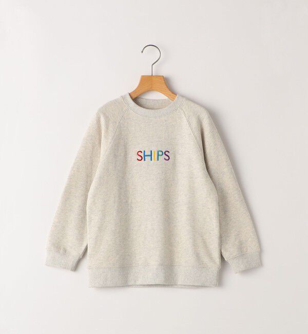 SHIPS KIDS「SHIPS KIDS:80～90cm / 刺繍 ロゴ ラグラン スウェット」|スウェット・ジャージ|オートミール
