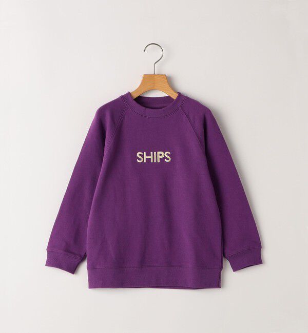 SHIPS KIDS「SHIPS KIDS:80～90cm / 刺繍 ロゴ ラグラン スウェット」|スウェット・ジャージ|パープル