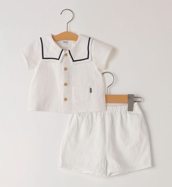 SHIPS KIDS「SHIPS KIDS:70～80cm / セーラー セットアップ」|ロンパース|ストーン