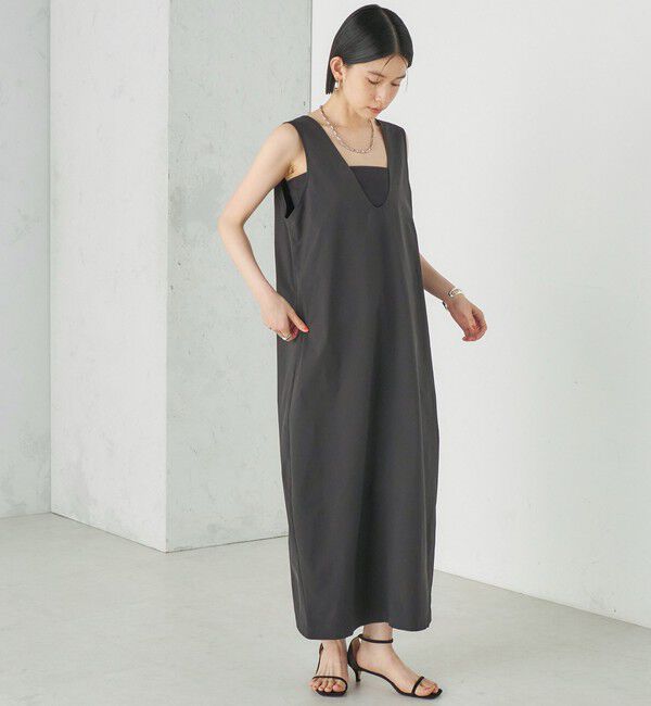 SHIPS for women「Wai＋:〈接触冷感 / 吸水速乾 / 洗濯機可能〉タイプライター コクーン ワンピース」|ワンピース|ブラック