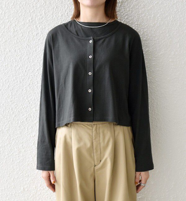 SHIPS any「SHIPS any:〈洗濯機可能〉レイヤード ノースリ TEE &times; カーディガン セット」|Tシャツ・カットソー|